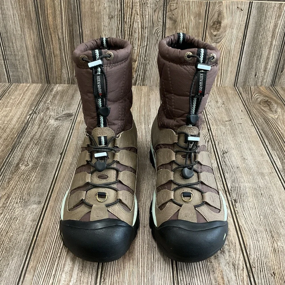 Keen Warm Shellback Winter Boots Insulated Brown Teal Womens Size 9 EU 39.5